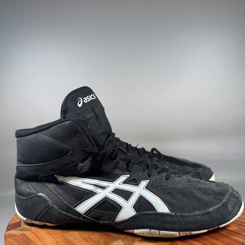 ASICS Matcontrol 2 Wrestling Shoes Mens 13 Black White 1081A020 High Top